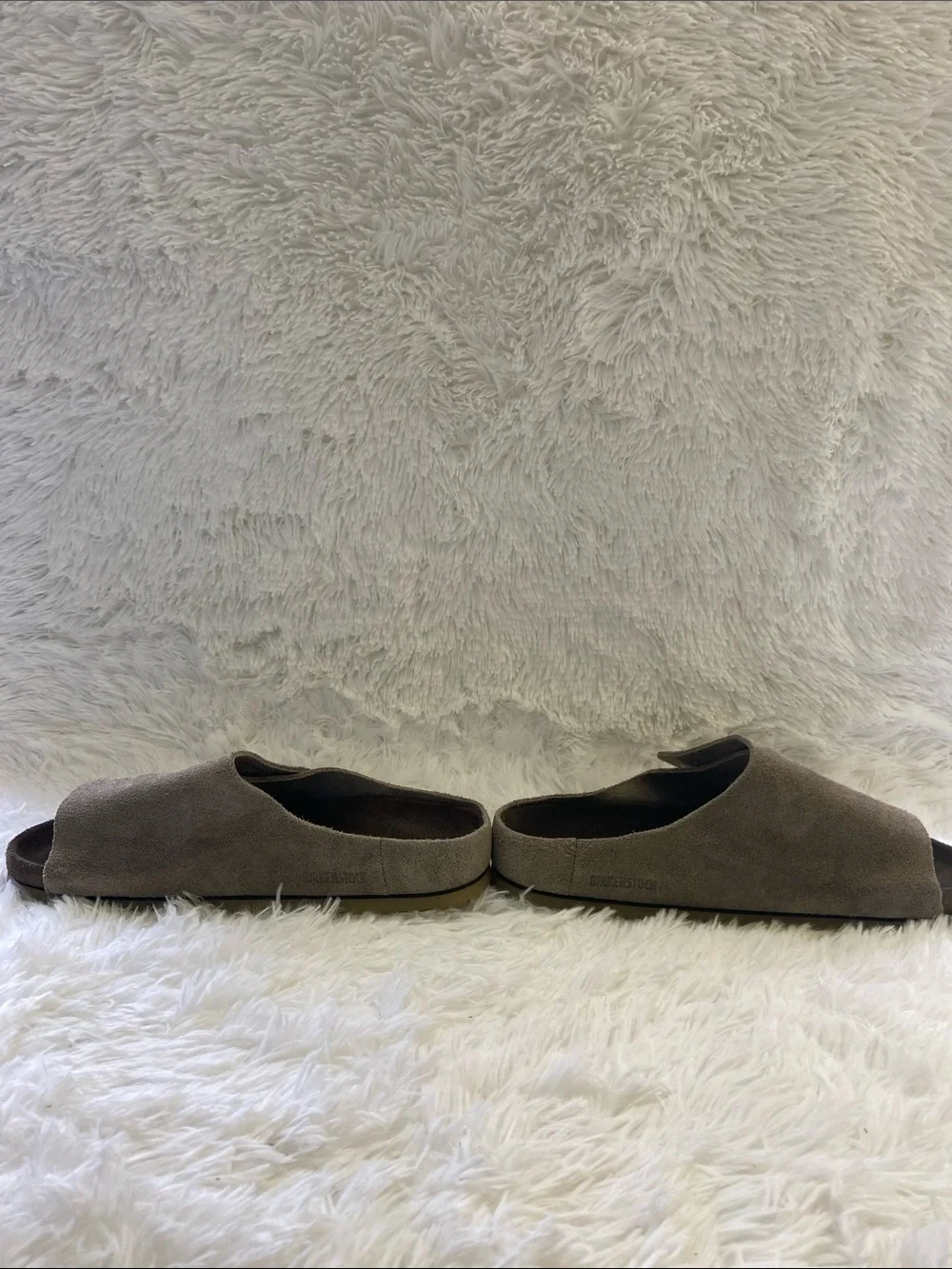 Birkenstock Men's Suede Slide Sandals in Taupe. Size-11